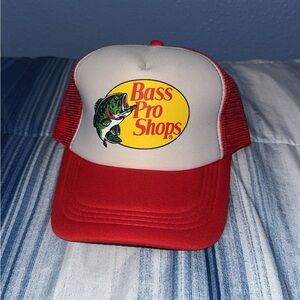Bass Pro Shops Red and White Mesh Cap